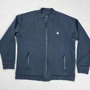 Apple Employee Jacket Size Medium Blue Full Zip Long Sleeve Apple Logo Casual
